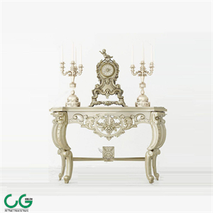 3d model of European style carved end view platform